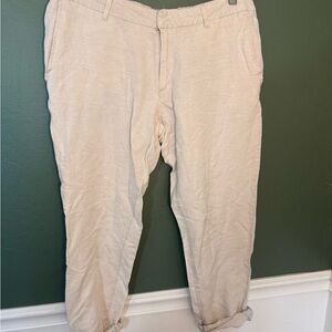 Max Jeans Linen Blend Cuffed Pants – Beige, Approx. Size M